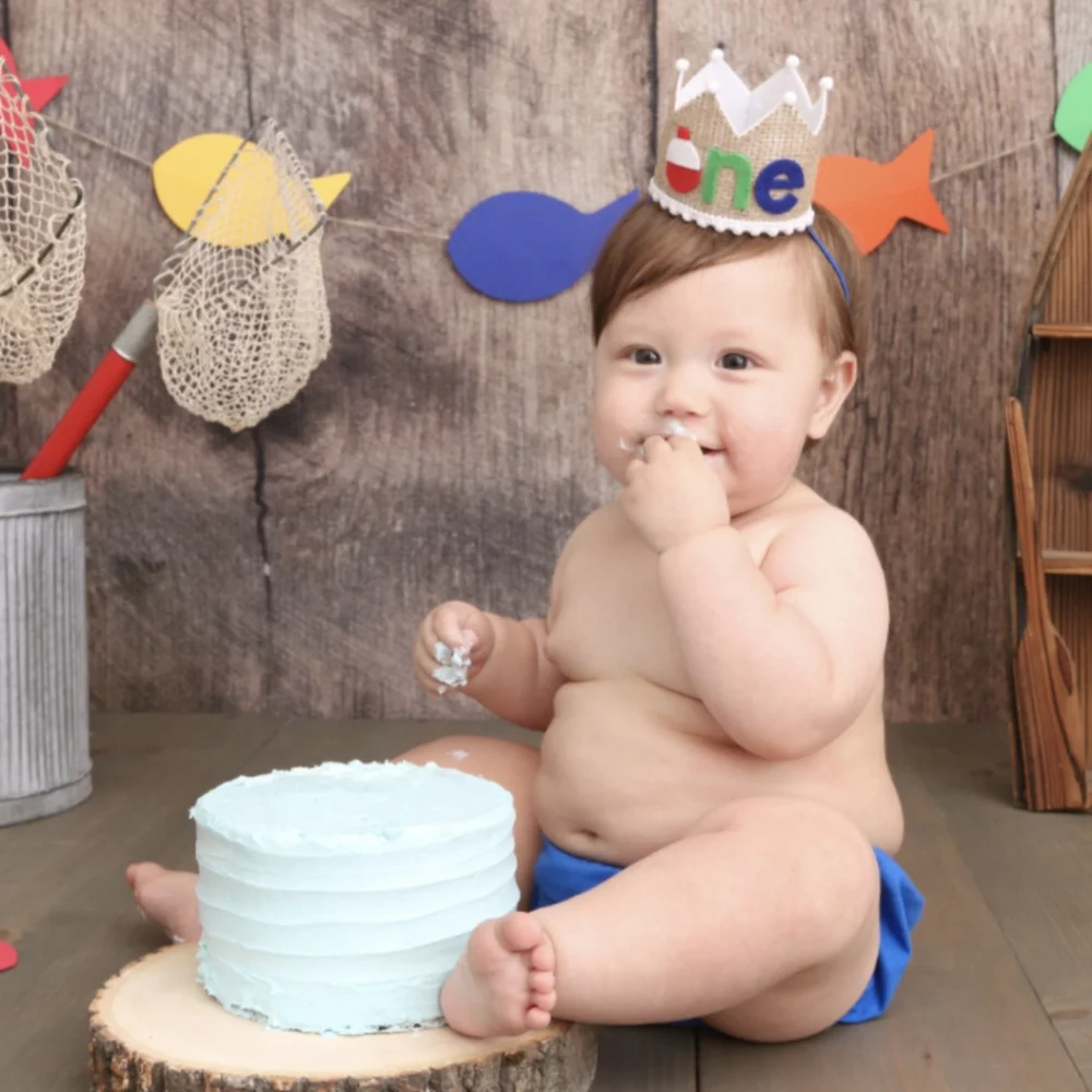 Fish Crown Smash Cake First Birthday Crown Headband Fishing Hat ofishially one